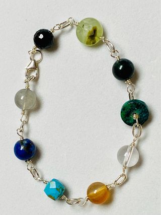Pulsera de piedras preciosas unica y plata ley 925