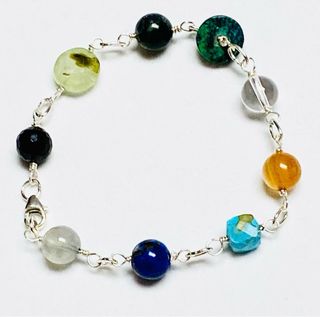 Pulsera de piedras preciosas unica y plata ley 925