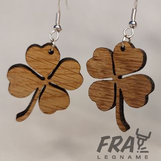 Orecchini quadrifoglio in legno