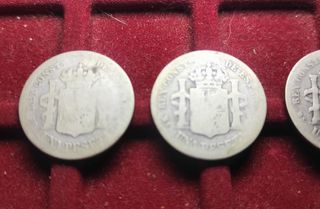 LOTE 4 MONEDAS ALFONSO XII AÑOS 1876, 82,83 Y 1885