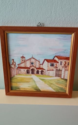 Pregiata ceramica di Faenza 17 x 17 cm con cornice