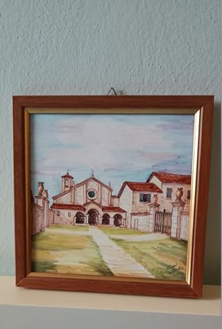 Pregiata ceramica di Faenza 17 x 17 cm con cornice