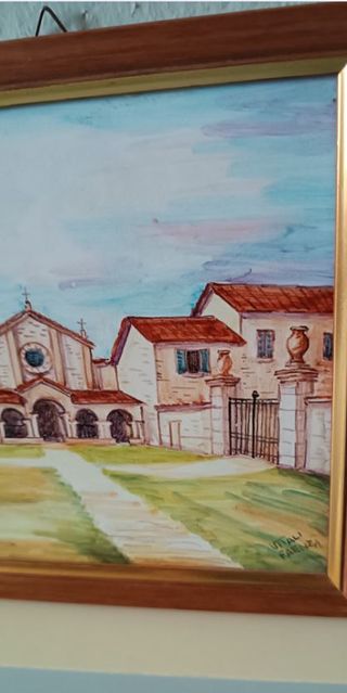 Pregiata ceramica di Faenza 17 x 17 cm con cornice