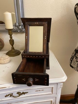 Caja de afeitar de barbero con espejo