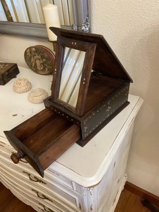 Caja de afeitar de barbero con espejo