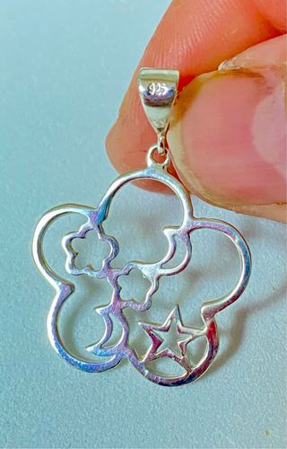 Colgante artesano floral y cadena plata de ley 925