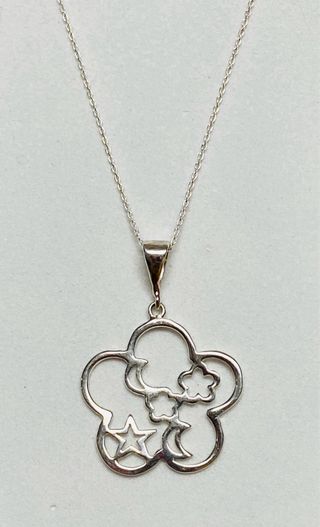 Colgante artesano floral y cadena plata de ley 925