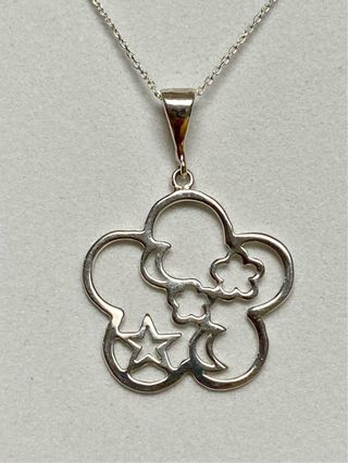 Colgante artesano floral y cadena plata de ley 925