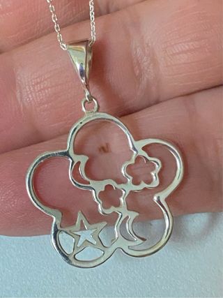 Colgante artesano floral y cadena plata de ley 925