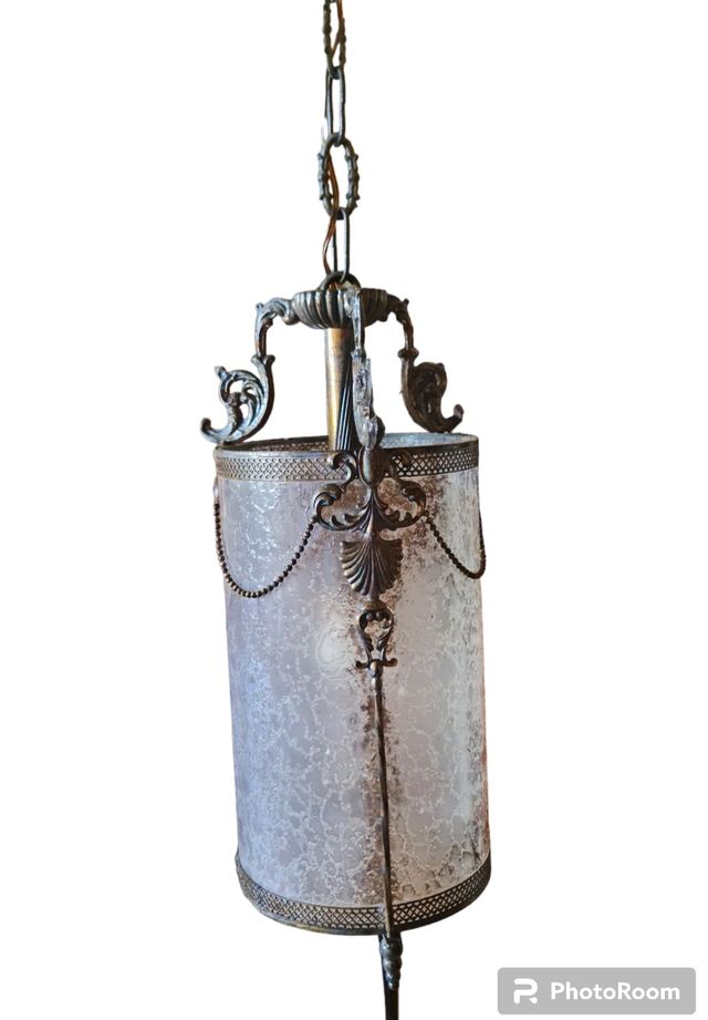 Lampada a sospensione in ottone vintage