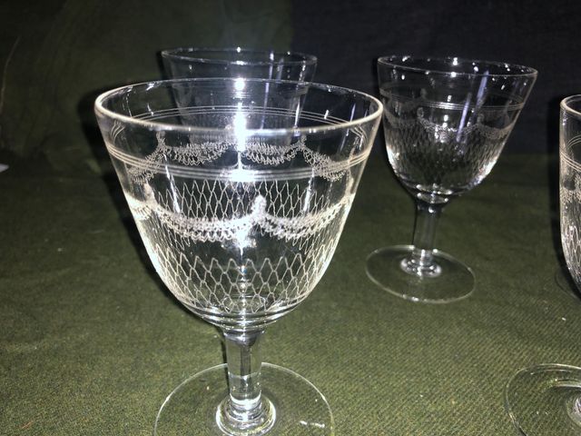 5 Calici Cristallo Antichi Cesellati