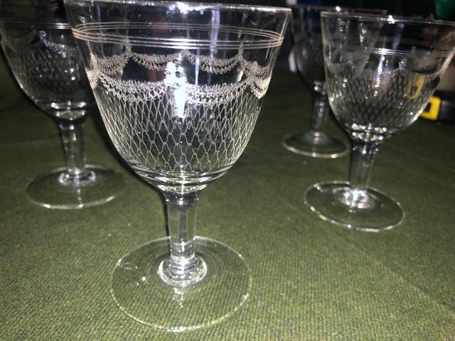 5 Calici Cristallo Antichi Cesellati