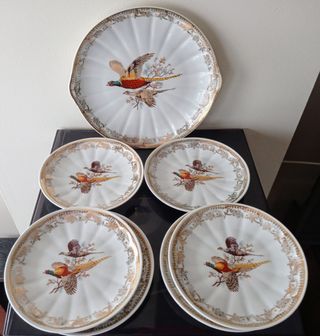 Juego porcelana antigua SANTA CLARA: pastas,postre