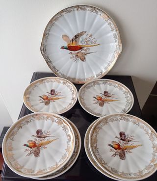 Juego porcelana antigua SANTA CLARA: pastas,postre