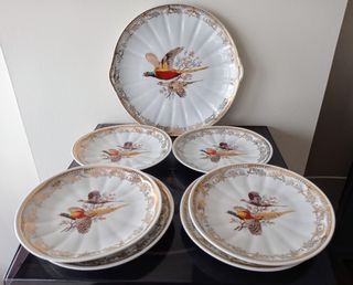 Juego porcelana antigua SANTA CLARA: pastas,postre