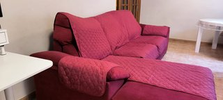 Sofá cama chaise longe terciopelo Rojo 3 plazas