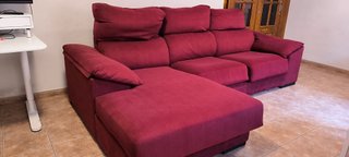 Sofá cama chaise longe terciopelo Rojo 3 plazas