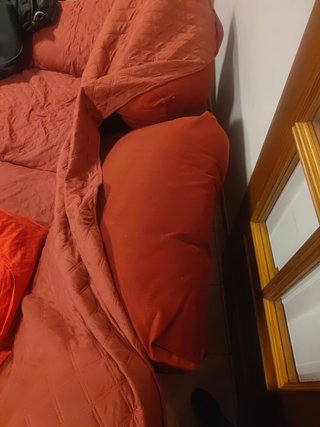 Sofá cama chaise longe terciopelo Rojo 3 plazas