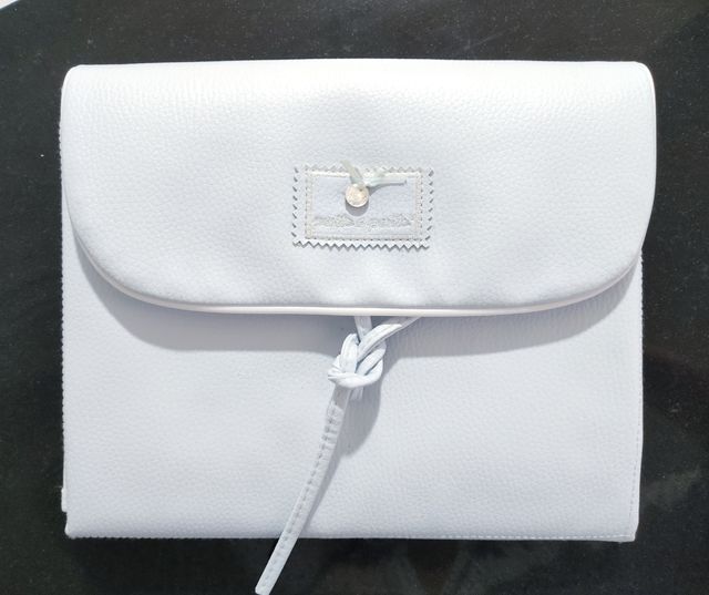 fasciatoio pieghevole in ecopelle blu chiaro