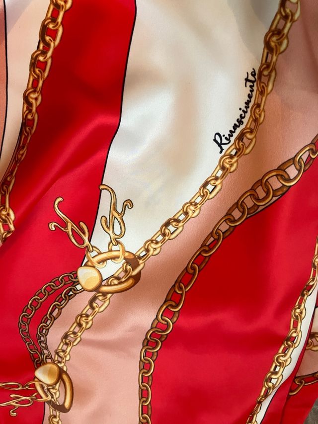 minigonna multicolore con catene dorate xs