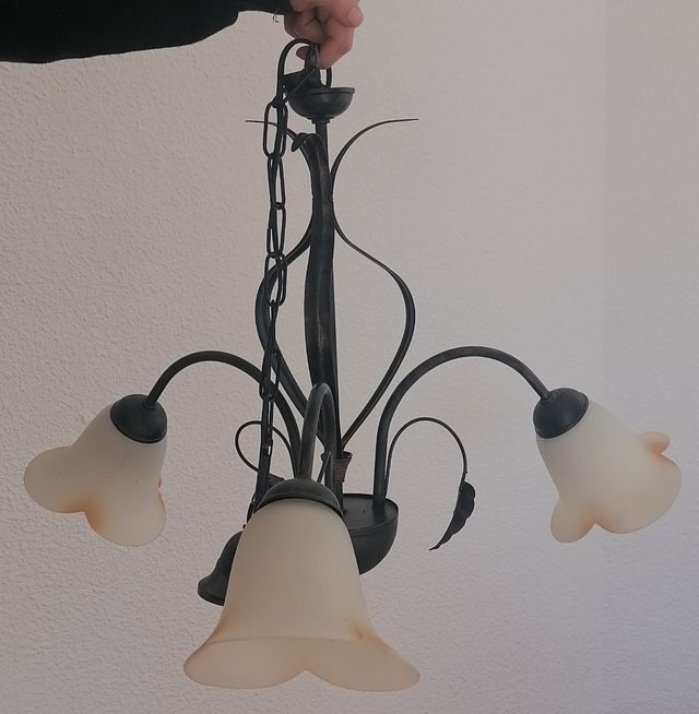 Lámpara de forja de 3 brazos