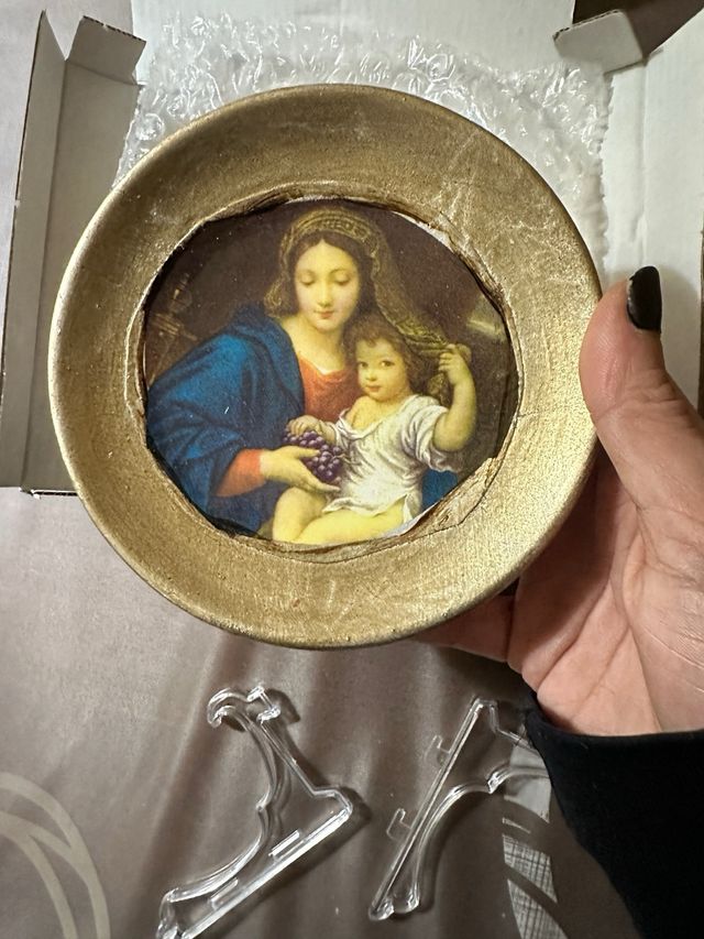 Piattino decorativo immagine sacra con piedistallo
