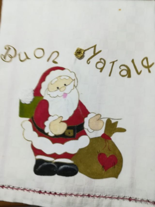 Strofinaccio da cucina con babbo natale