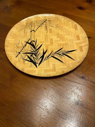 Bandeja plato de bambú japonés antiguo