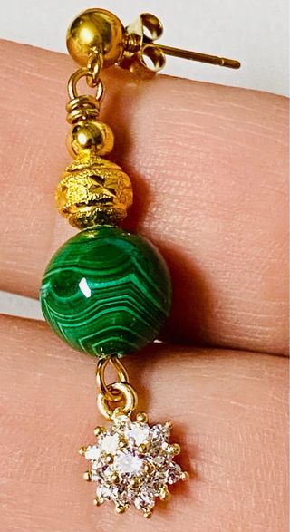 Pendientes de malaquita y oro Goldfilled de 18 kt