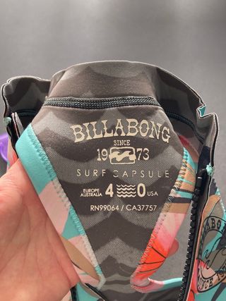 traje billabong 2 mm talla 4 chica