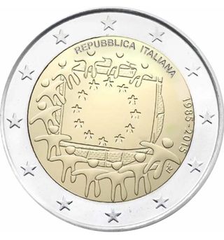Moneda 2 euros italia 2015 bandera sc