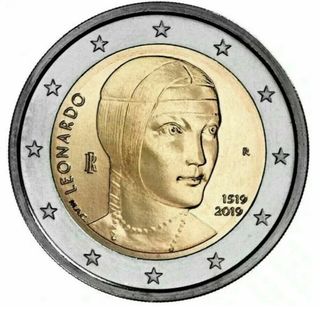 Moneda 2 euros Italia 2019 Leonardo sc