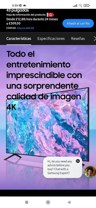 Samsung CU7100 43″ UHD 4K HDR Smart TV
