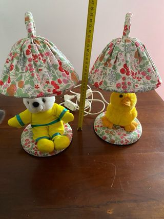 N. 2 Lampade abat jour vintage con peluche