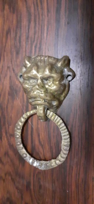 Bronce antigua pareja de tiradores cabezas de león