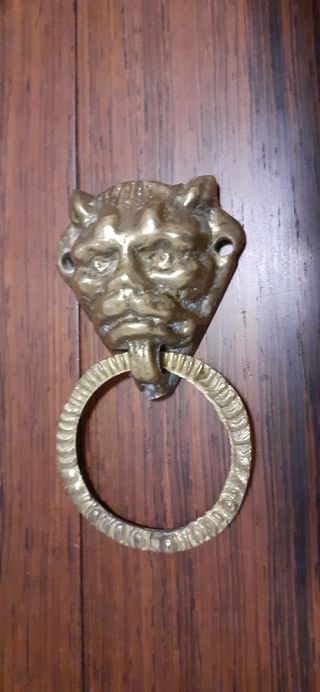 Bronce antigua pareja de tiradores cabezas de león