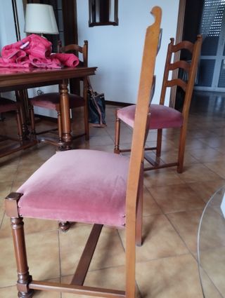 Set 6 sedie in legno massello con seduta rivestita