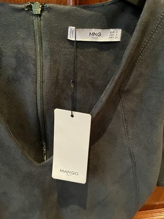 VESTIDO VERDE ANTELINA MANGA CORTA  NUEVO MANGO S