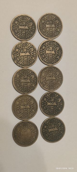 10 monedas 1 Peseta España 1944