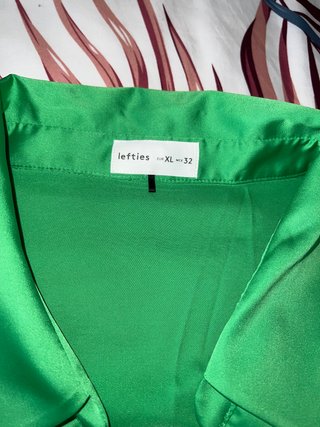 Vestido verde satinado talla XL