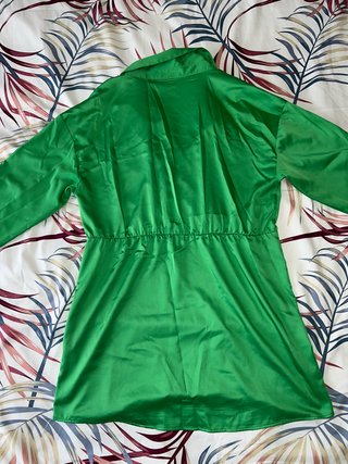 Vestido verde satinado talla XL