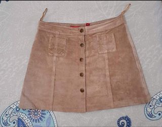 Falda mini piel color camel Fishbone M o 38-40.