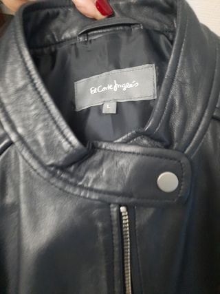 Cazadora piel  azul talla L