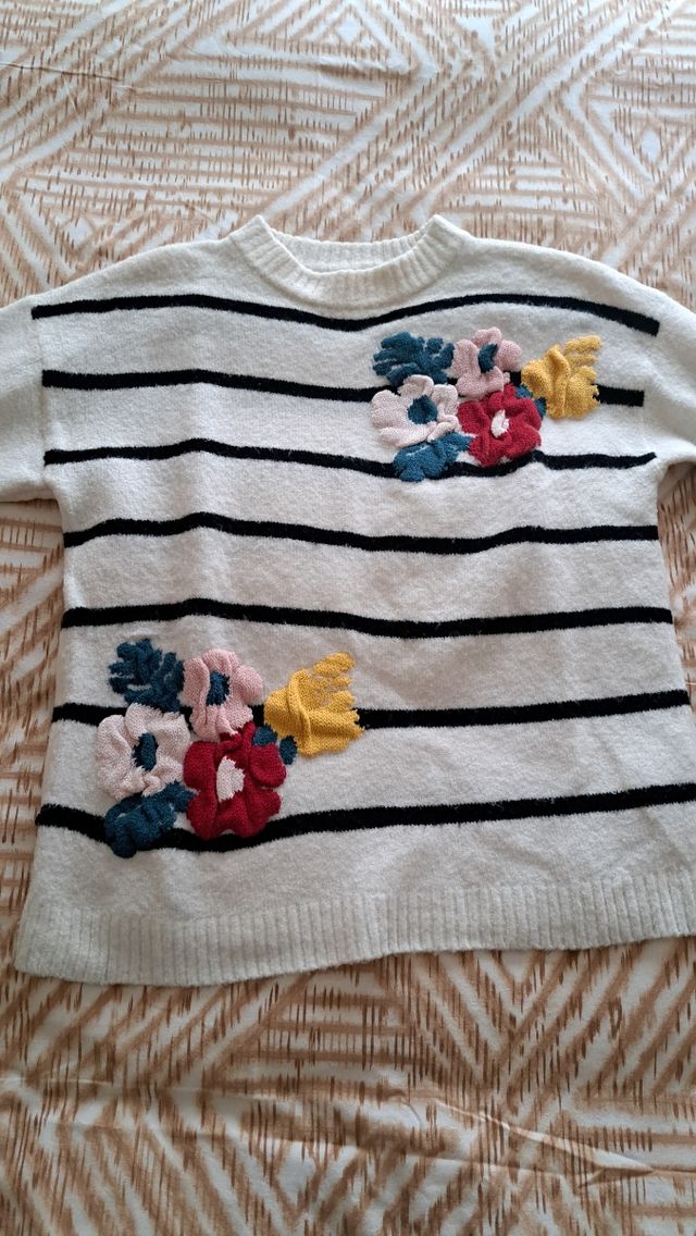 Jersey punto rayas y flores