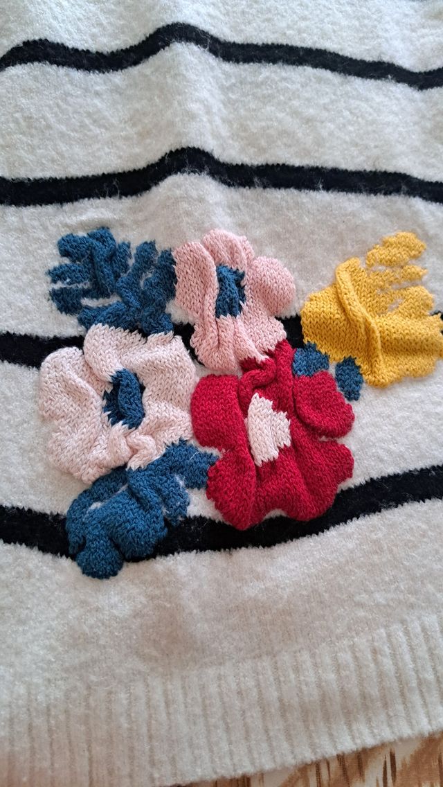 Jersey punto rayas y flores