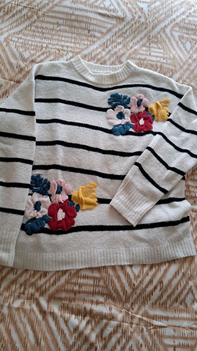 Jersey punto rayas y flores
