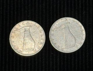 Lotto 2 Monete Italiane 5 LIRE anno 54' 55' MB 