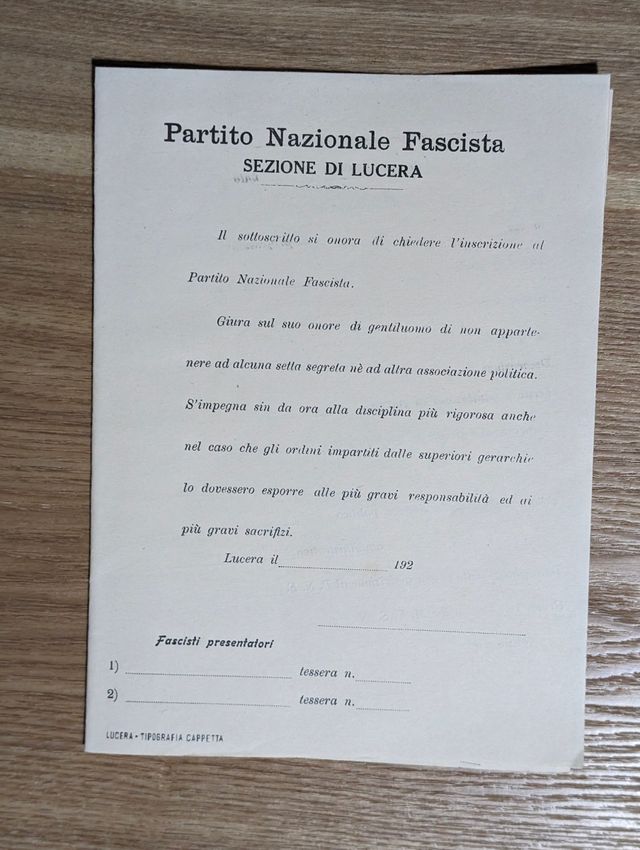 Documenti ventennio fascista 