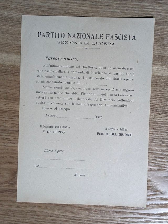 Documenti ventennio fascista 