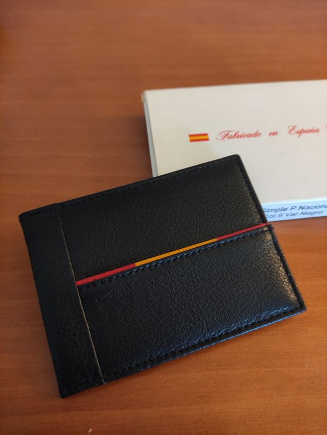 Tarjetero piel placa policía con bandera de España
